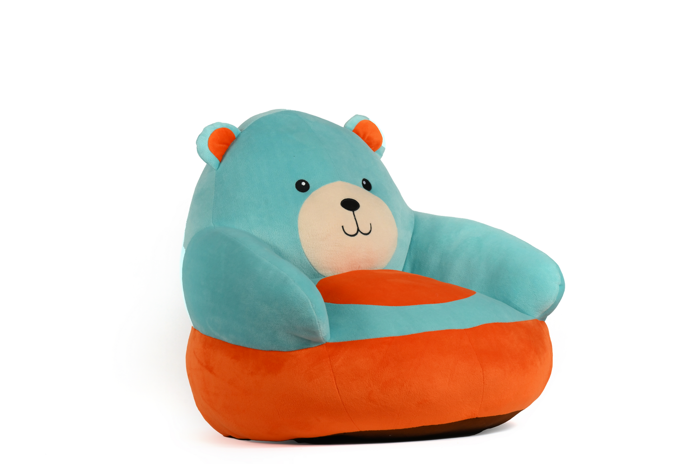 Baby Teddy Cushion Sofa Seat - Sea Blue & Orange
